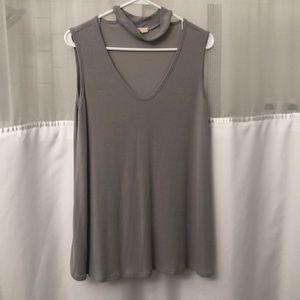 Grey tank with choker neck